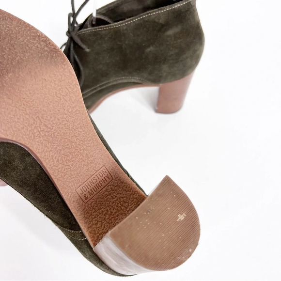 JOHNSON & MURPHY Alayna Chukka Green Suede Lace Up Block Heeled Ankle Bootie 9 - Picture 6 of 7